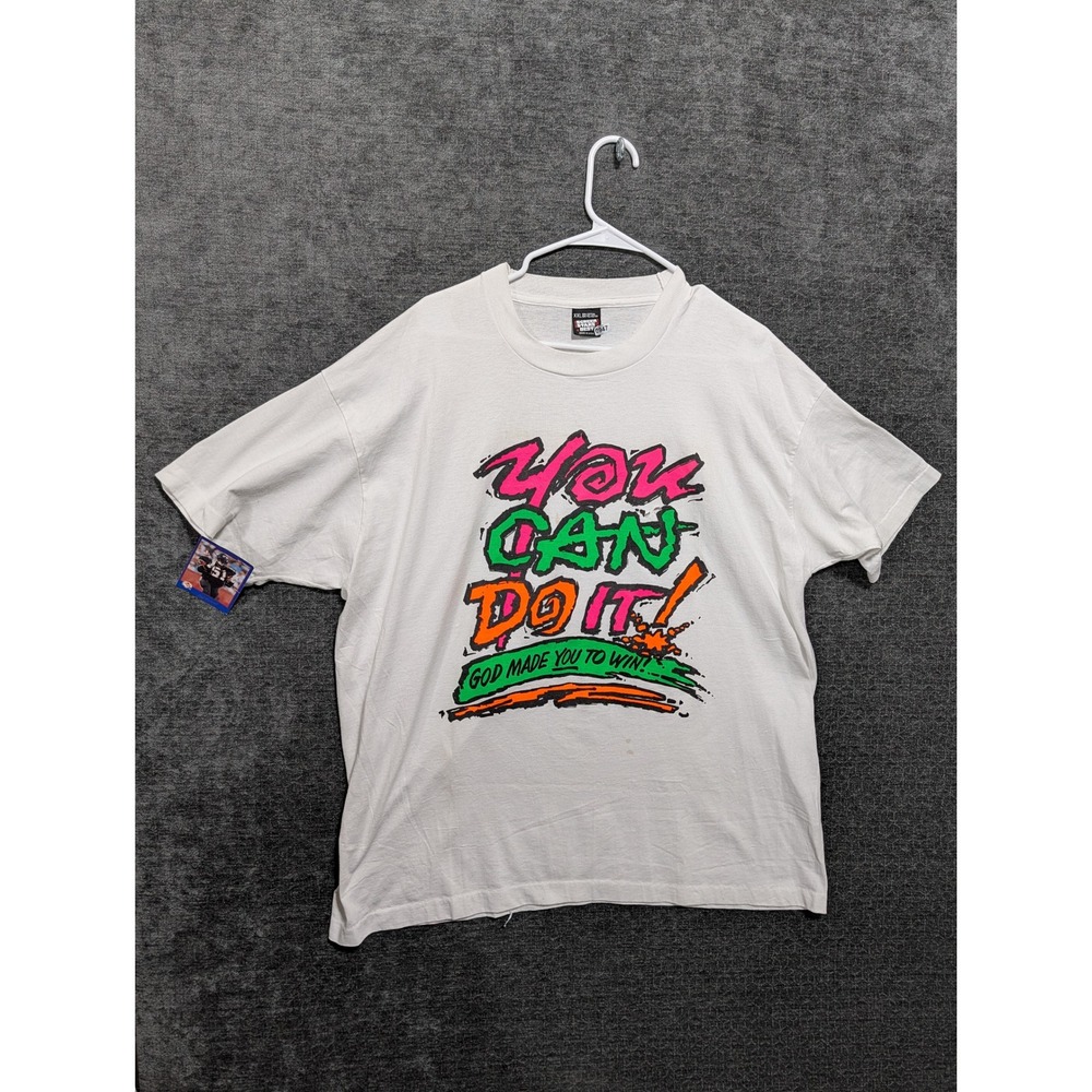 Vintage Screen Stars Best You Can Do It God Made You To Win T-Shirt XXL White